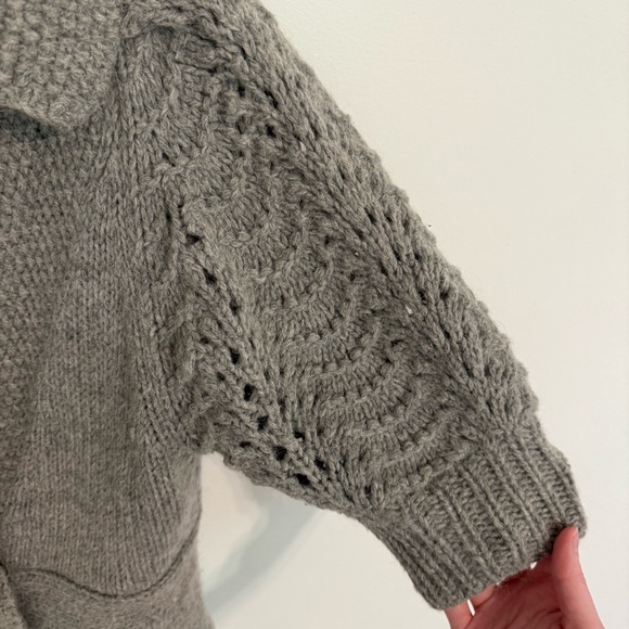 Anthropologie Charlie & Robin Wool Blend Puff Sleeve Floral Button Cardigan - Picture 3 of 8